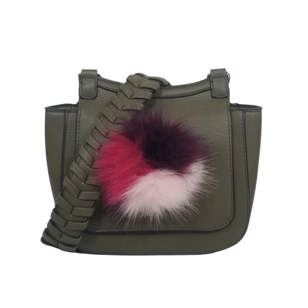 ANTHROPOLOGIE JULES KAE "Zoey" Olive Green Pom Pom Crossbody